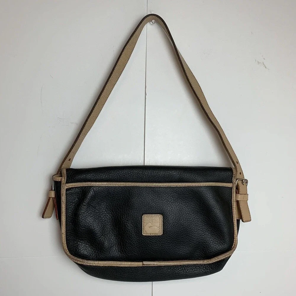Dooney Bourke Purse Vintage Womens Black Leather Adjustable Strap Bag - Picture 2 of 9